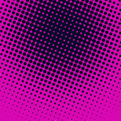 Magenta pop art background in retro comic style with halftone dots design isolated
