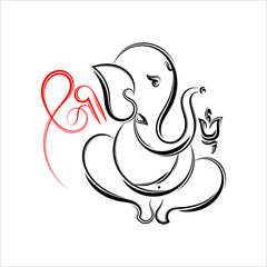 Ganesha The Lord Of Wisdom Calligraphic Style