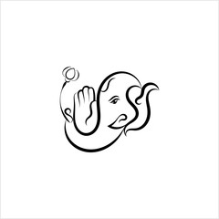 Ganesha The Lord Of Wisdom Calligraphic Style