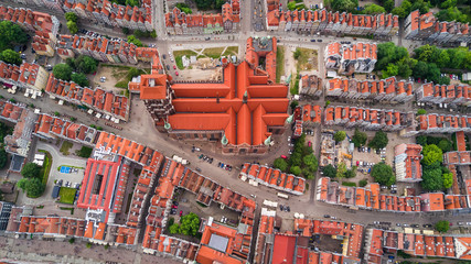 Fototapeta premium Aerial view of Gdansk. Landscape of Gdansk old city with the Mot awa River.