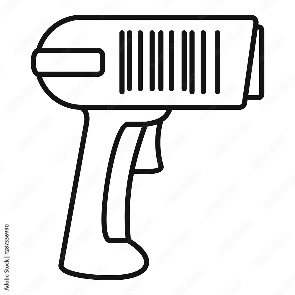 Poster scan pistol icon. outline scan pistol vector icon for web design isolated on white background