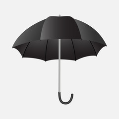 Black umbrella isolated on a white background.