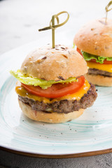 Mini burgers served for dinner
