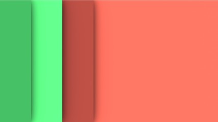 Set of colors stripes. Contrast bright colorful background with space for text. Green and red colors mix. 3d rendered illustration.