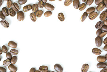 coffe beans in the white studio background