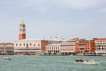Naklejka premium San Marco Square Venice view from the sea with boats