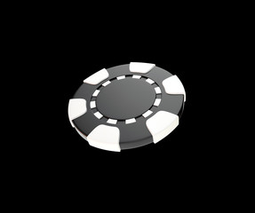 Fototapeta na wymiar Black And White Modern Casino Chips Isolated On The Black Background - 3D Illustration