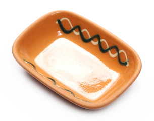 Empty clay pot, bowl isolated on white background