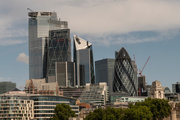 Vista panorámica de los rascacielos de la ciudad de Londres, Inglaterra