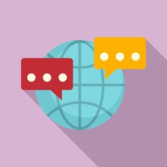 Global sms chat icon. Flat illustration of global sms chat vector icon for web design