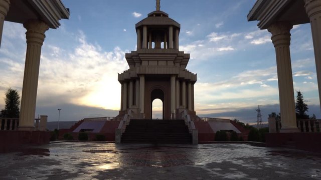 Kulob Castle Square at City Center Frontal Breathtaking Picturesque View on a Cloudy Rainy Blue Sky Day
