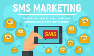 Fototapeta na wymiar Sms marketing concept banner. Flat illustration of sms marketing vector concept banner for web design