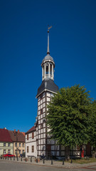 Fototapeta na wymiar Town Hall in Nowe Warpno, Zachodniopomorskie, Poland