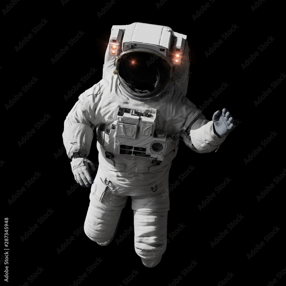 Canvas Prints astronaut performing space walk, isolated on black background