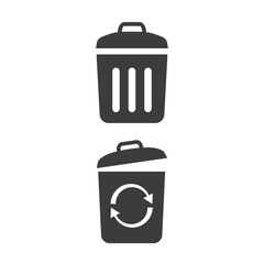 Trash bin icons on white background.
