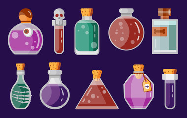 Potion Magic Bottles Fantasy Flat Gaming Icon