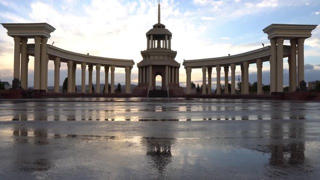 Kulob Castle Square at City Center Frontal Breathtaking Picturesque View on a Cloudy Rainy Blue Sky Day