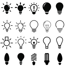 Fototapeta premium Bulb light vector icons set. lamp icon. Lighting Electric lamp illustration symbol. Idea sign or logo.