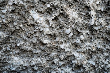 Texture of an old cracked concrete wall. Background image of a worn gray concrete surface