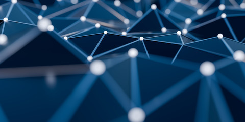 Abstract connection structure with connecting dots and lines - 3d rendering