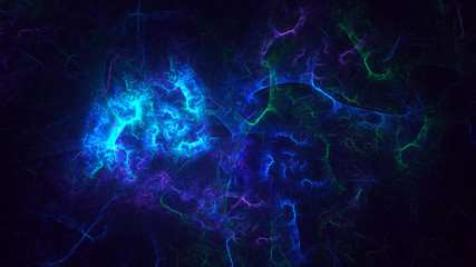 3D rendering multicolored abstract fractal on black background