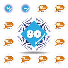 80 years multicolored icon . Set of anniversary illustration icons. Signs, symbols can be used for web, logo, mobile app, UI, UX
