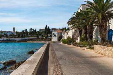 famous embankment of Spetses island, Greece