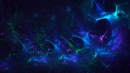 3D rendering multicolored abstract fractal on black background