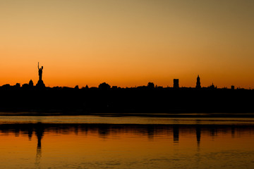 sunset over the kyiv city