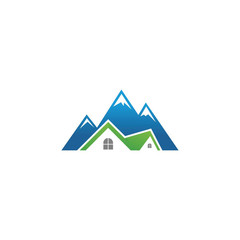 leaf mountain logo template