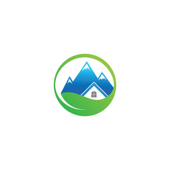 leaf mountain logo template