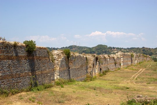Ancient walls of Nicopolis town of the Roman empire near the city of Preveza in Epirus, Greece