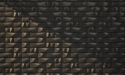 black wall made of unusual decorative bricks