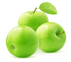 three green apple isolated on white background
