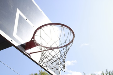 basketball hoop on a background of blue sky