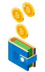 Bitcoins wallet. Bitcoins drop in wallet.
