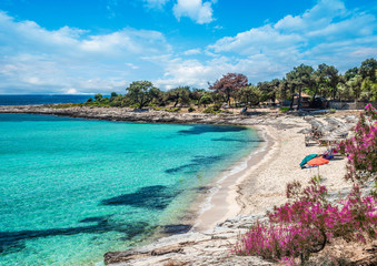 Landscape with Psili Ammos beach at Thassos islands,  Greece