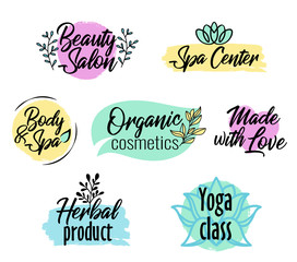 Brush style logo set, beauty and spa product, personal care