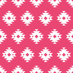 Materiał do szycia Pink and white kilim seamless pattern