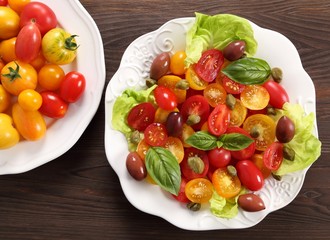 Salad of colorful tomatoes.