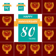 80 years multicolored icon . Set of anniversary illustration icons. Signs, symbols can be used for web, logo, mobile app, UI, UX