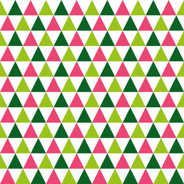 Seamless pattern with green and pink triangles