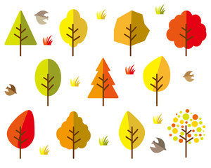 木 森 秋 ポップ イラスト メッセージカード 背景 鳥 可愛い Wall Mural Nisi