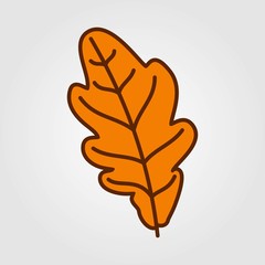Oak autumn leaf isolated on a white background. Flat design Vector illustration