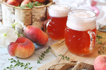 Fruit craft beer and fruits