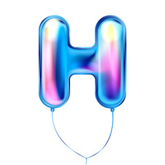 Blue metallic balloon, inflated alphabet symbol H