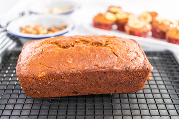 Baking banana bread