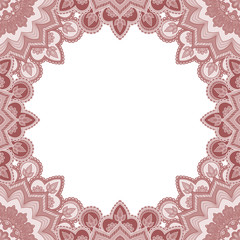 Abstract floral decorative frame for greeting card or invitation in ethnic style