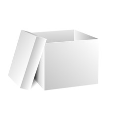 Cardboard White Box Icon With Open Lid. Vector