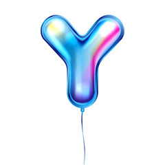 Blue metallic balloon, inflated alphabet symbol Y